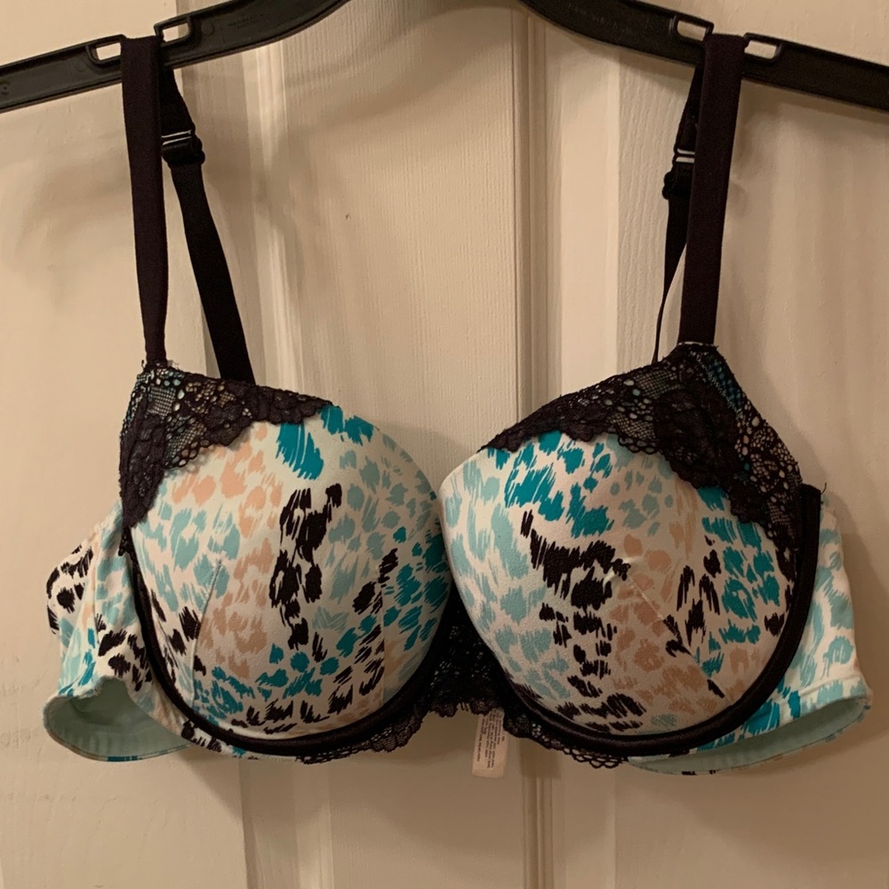 Cacique Teal and Black Lace Bra